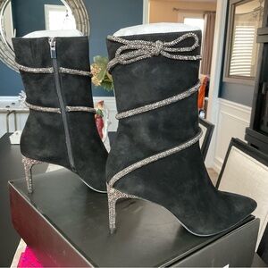 WHBM Elegant Black Women's Boots with Rhinestone Accents.  Size 7.5 New